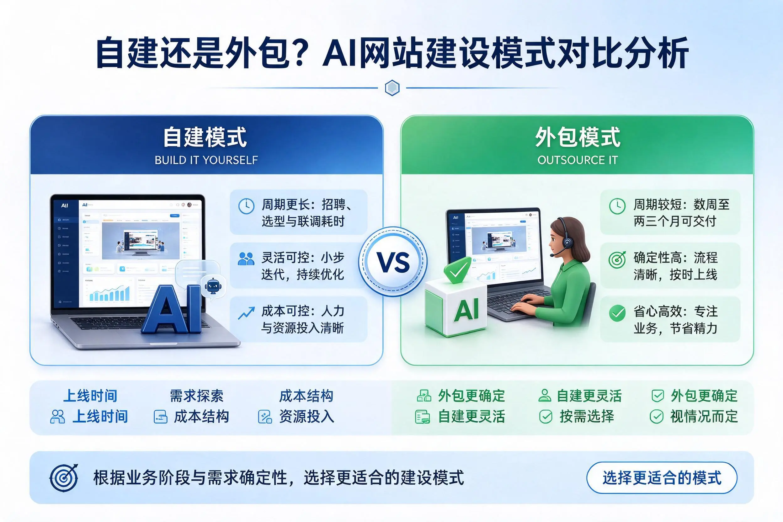 自建还是外包？石嘴山AI网站建设模式对比分析