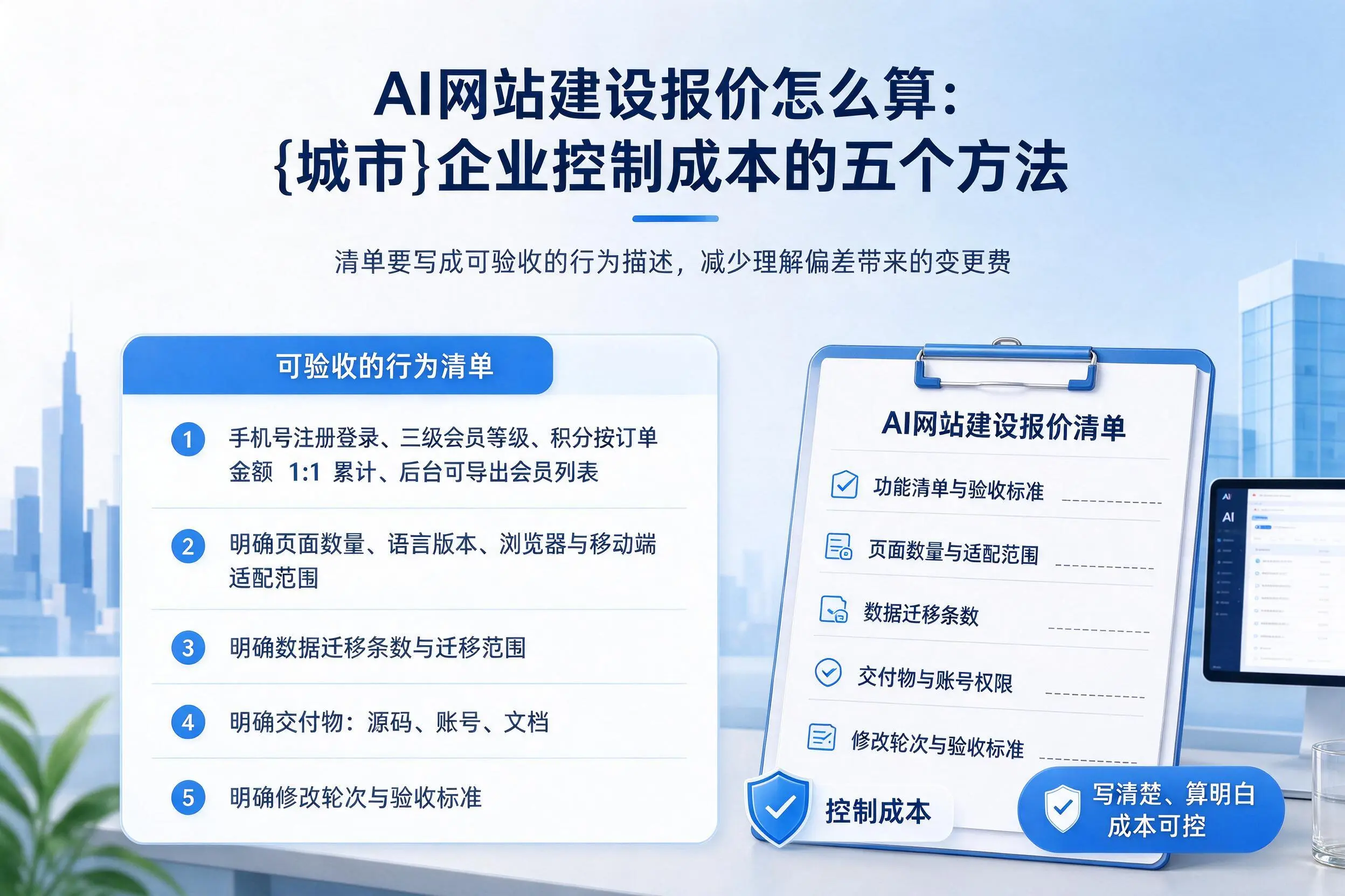 AI网站建设报价怎么算:石嘴山企业控制成本的五个方法